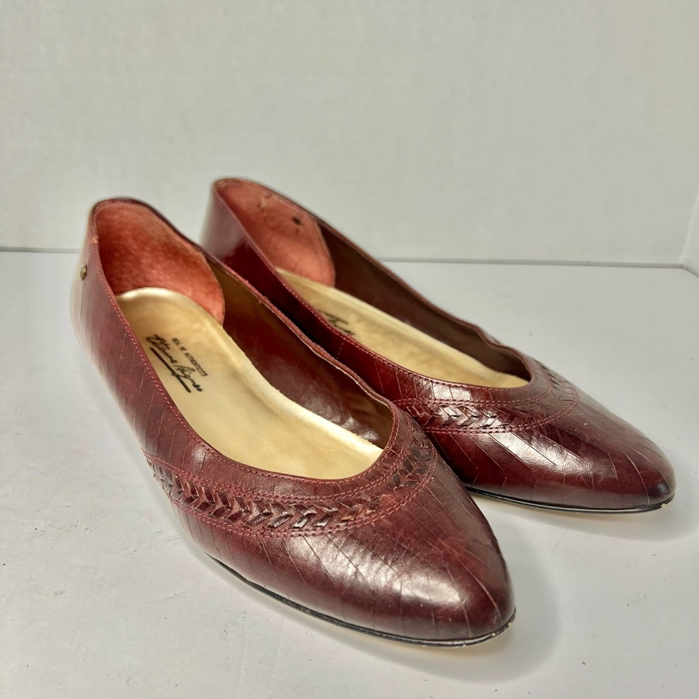 Vintage Etienne Aigner Kitten Heel Deep Red Alligator Shoes